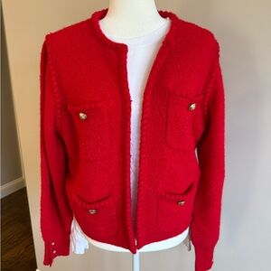 J.Crew Odette sweater lady jacket in bouclé RED